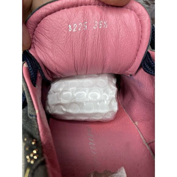 Blumarine Blue Suede Gold Embellished Lace Up Sneakers Women’s Sz 36.5EU/6M US - Picture 15 of 16